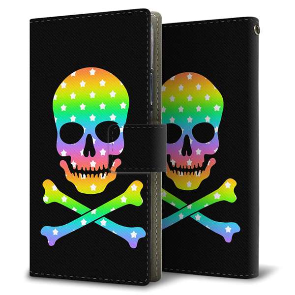 Xiaomi 14T XIG07 au 高画質仕上げ プリント手帳型ケース ( 薄型スリム )ドクロフレーム
