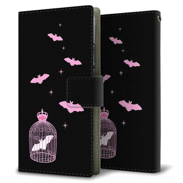 Xiaomi 14T XIG07 au 高画質仕上げ プリント手帳型ケース ( 薄型スリム )むかいあぐる こうもりの王冠鳥かご