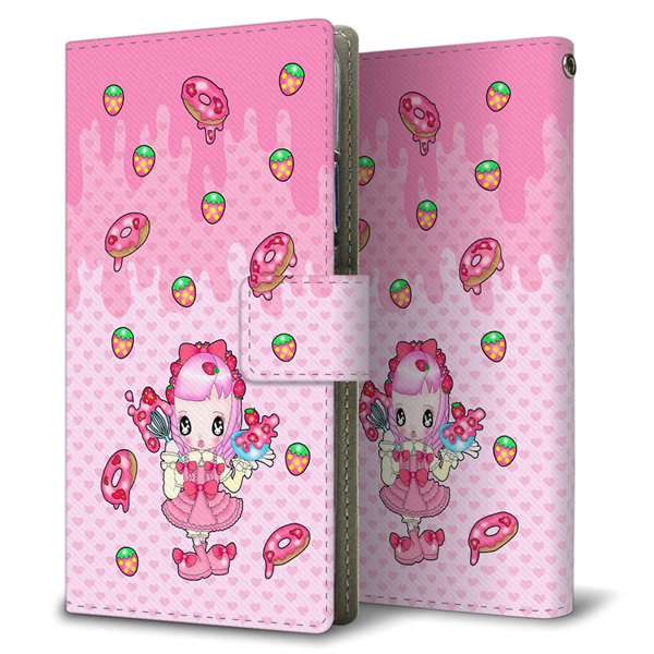 AQUOS wish3 A302SH Y!mobile 高画質仕上げ プリント手帳型ケース(薄型スリム)むかいあぐる ストロベリードーナツ