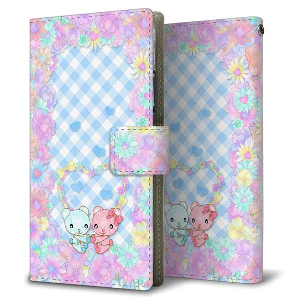 Google Pixel 7 Pro 高画質仕上げ プリント手帳型ケース ( 薄型スリム )むかいあぐる 花くま