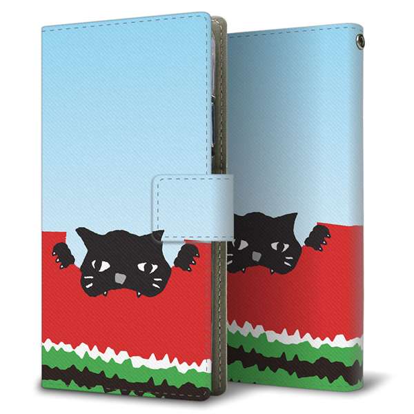 Xperia 1 II SO-51A docomo 高画質仕上げ プリント手帳型ケース ( 薄型スリム )すいかをかじるネコ