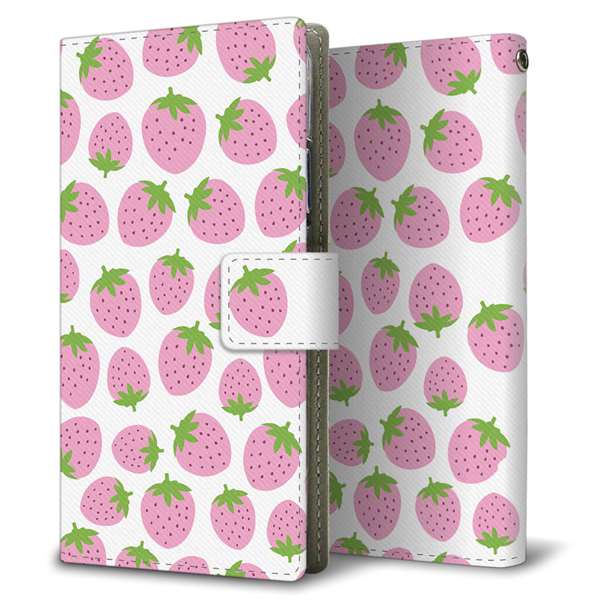 Redmi 12 5G XIG03 au 高画質仕上げ プリント手帳型ケース ( 薄型スリム )小さいイチゴ模様