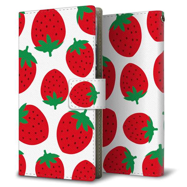 AQUOS wish4 SH-52E docomo 高画質仕上げ プリント手帳型ケース ( 薄型スリム )大きいイチゴ模様