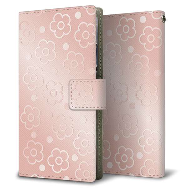 BASIO active2 SHG12 au 高画質仕上げ プリント手帳型ケース ( 薄型スリム )エンボス風デイジーシンプル 耐衝撃