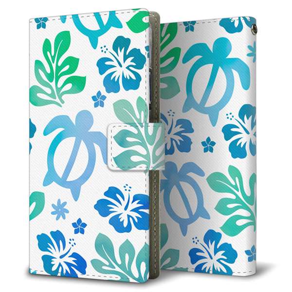 Xperia 1 IV SOG06 au 高画質仕上げ プリント手帳型ケース ( 薄型スリム )ハワイアンアロハホヌ