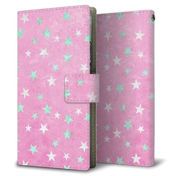 BASIO active SHG09 au 高画質仕上げ プリント手帳型ケース ( 薄型スリム )星柄プリント