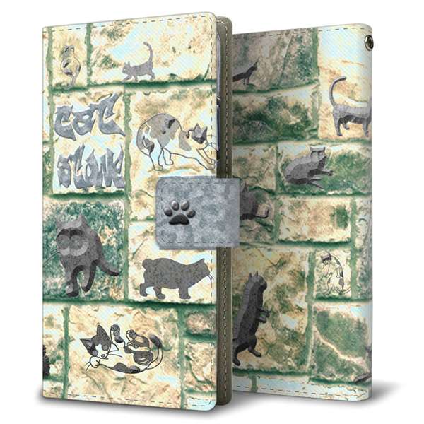 AQUOS sense7 plus A208SH SoftBank 高画質仕上げ プリント手帳型ケース ( 薄型スリム ) 【YA929 CAT STONE】