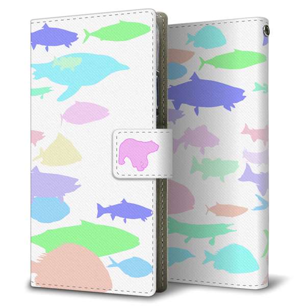 AQUOS wish3 A302SH Y!mobile 高画質仕上げ プリント手帳型ケース(薄型スリム)魚群