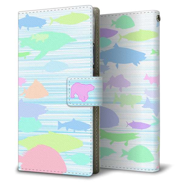 Xperia 10 VII A502SO SoftBank 高画質仕上げ プリント手帳型ケース ( 薄型スリム )魚群