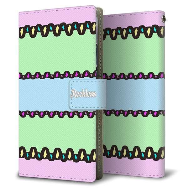 AQUOS R8 SH-52D docomo 高画質仕上げ プリント手帳型ケース ( 薄型スリム )パステルボーダー