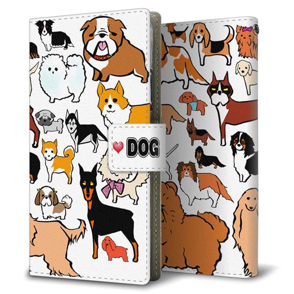 iPhone14 Plus 高画質仕上げ プリント手帳型ケース ( 薄型スリム ) 【YC870 アイラブドッグ01】