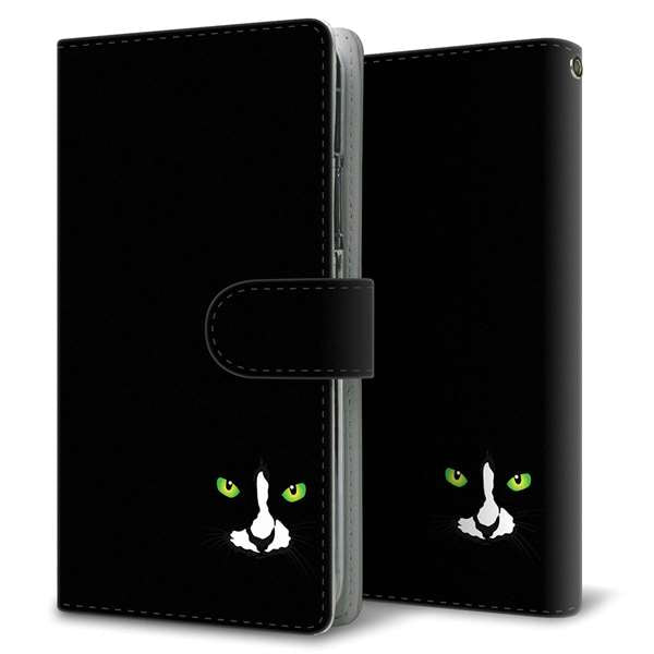 Galaxy S25 SCG31 au 高画質仕上げ プリント手帳型ケース ( 通常型 ) 【398 黒ネコ】