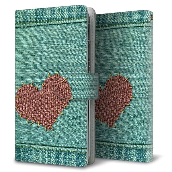 OPPO Reno11 A 高画質仕上げ プリント手帳型ケース ( 通常型 ) 【1142 デニムとハート】