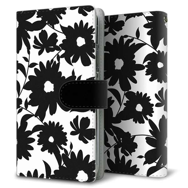 BASIO active2 SHG12 au 高画質仕上げ プリント手帳型ケース ( 通常型 )花柄モノトーン