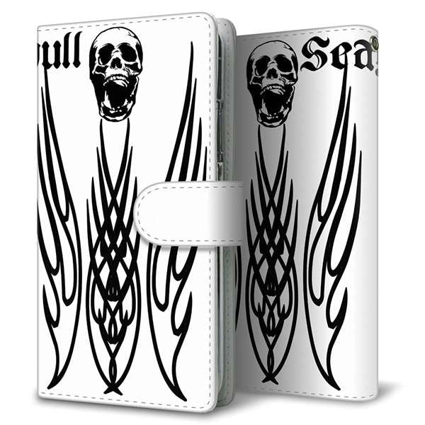 AQUOS wish3 A302SH Y!mobile 高画質仕上げ プリント手帳型ケース(通常型)スカル