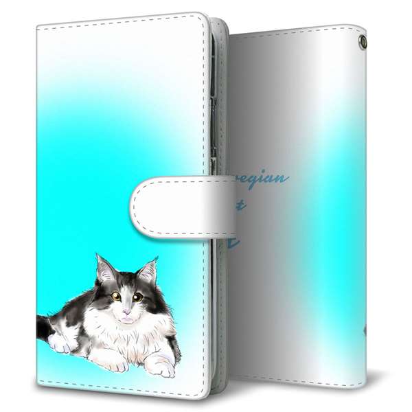 Galaxy S23 FE SCG24 au 高画質仕上げ プリント手帳型ケース ( 通常型 )ノルウェージャンフォレストキャット