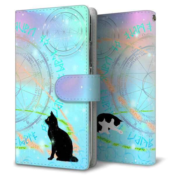 AQUOS wish5 SH-52F docomo 高画質仕上げ プリント手帳型ケース ( 通常型 )魔法陣猫
