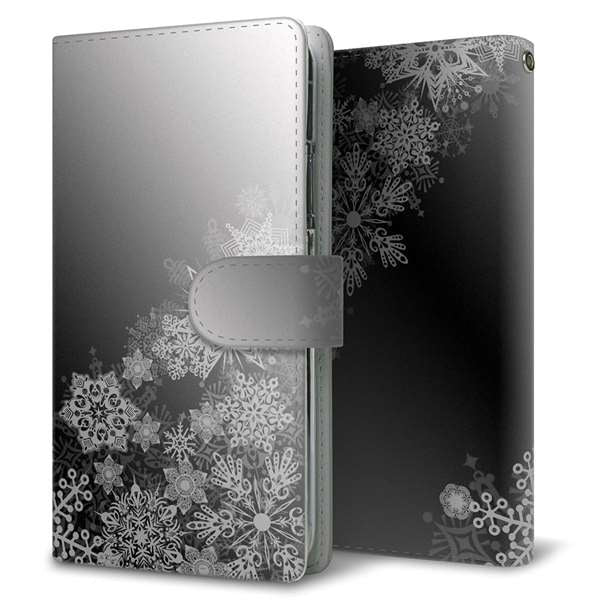 Xiaomi 14T XIG07 au 高画質仕上げ プリント手帳型ケース ( 通常型 ) 【YJ340 モノトーン 雪の結晶 】