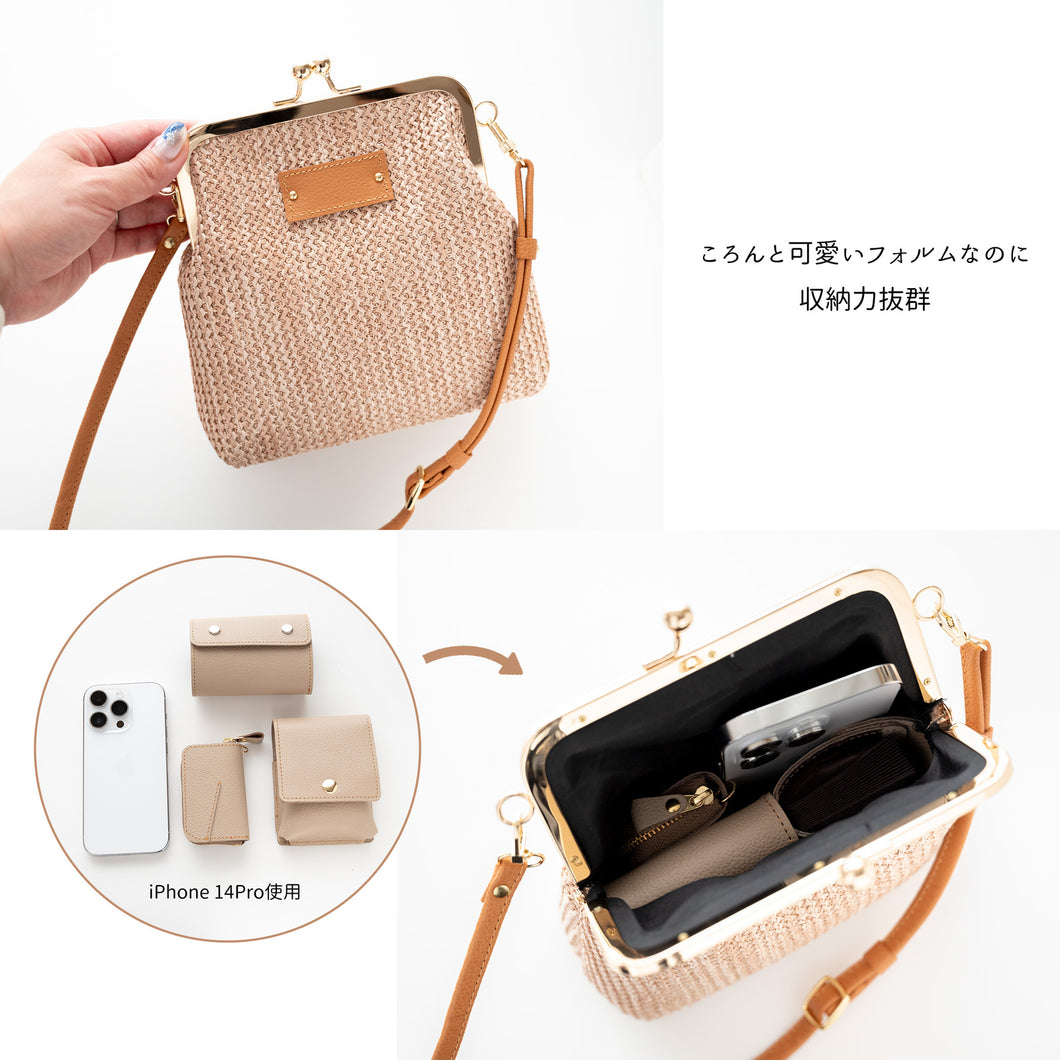 がま口 かごバッグ 名入れ タグ付き TKM