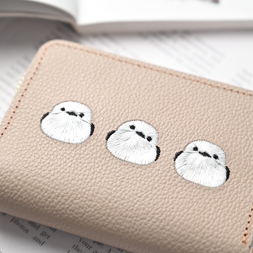 サンポ刺繍 お札が折れない コンパクトウォレット 【 シュリンクレザー 刺繍 】 本革 姫路レザー TKM