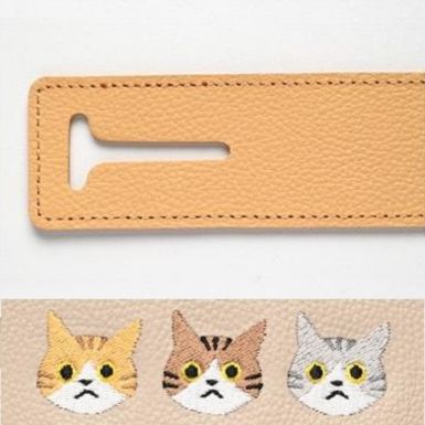 シマエナガとネコ ラゲッジタグ 【 シュリンクレザー 刺繍 】 本革 レザータグ 旅行 トラベルグッズ 姫路レザー