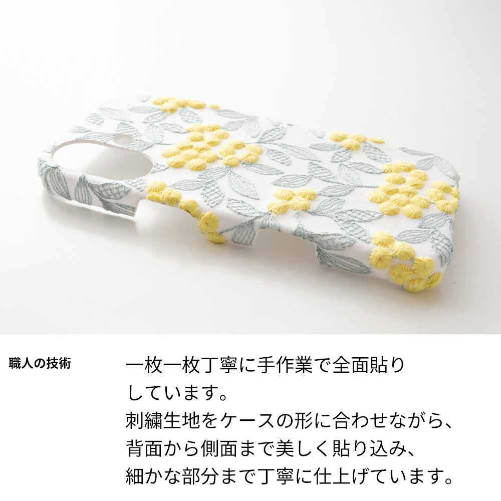 AQUOS Xx2 mini 503SH SoftBank ぷっくりミモザ 刺繍 くすみカラー まるっと全貼りハードケース