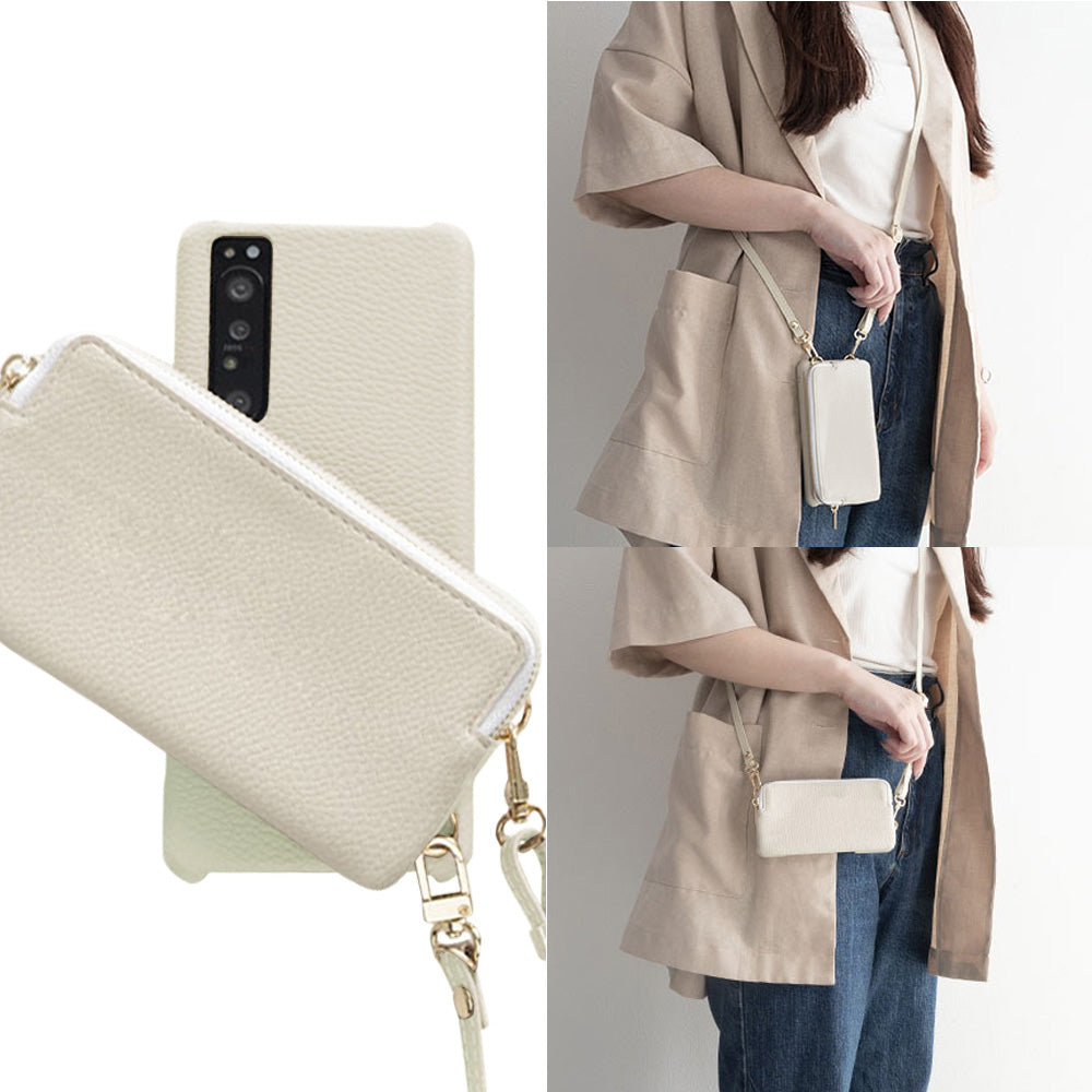 Xiaomi 14T XIG07 au 回転式ミニ財布付きスマホショルダー くすみカラー Simple 名入れ