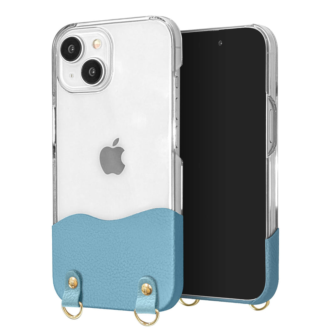 iPhone15 Pro Max ちょいまる シュリンク姫路レザー 透明クリアケース スマホショルダー