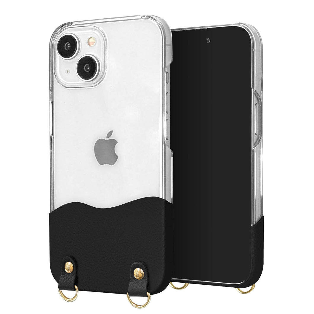 iPhone17 Pro Max ちょいまる シュリンク姫路レザー 透明クリアケース スマホショルダー