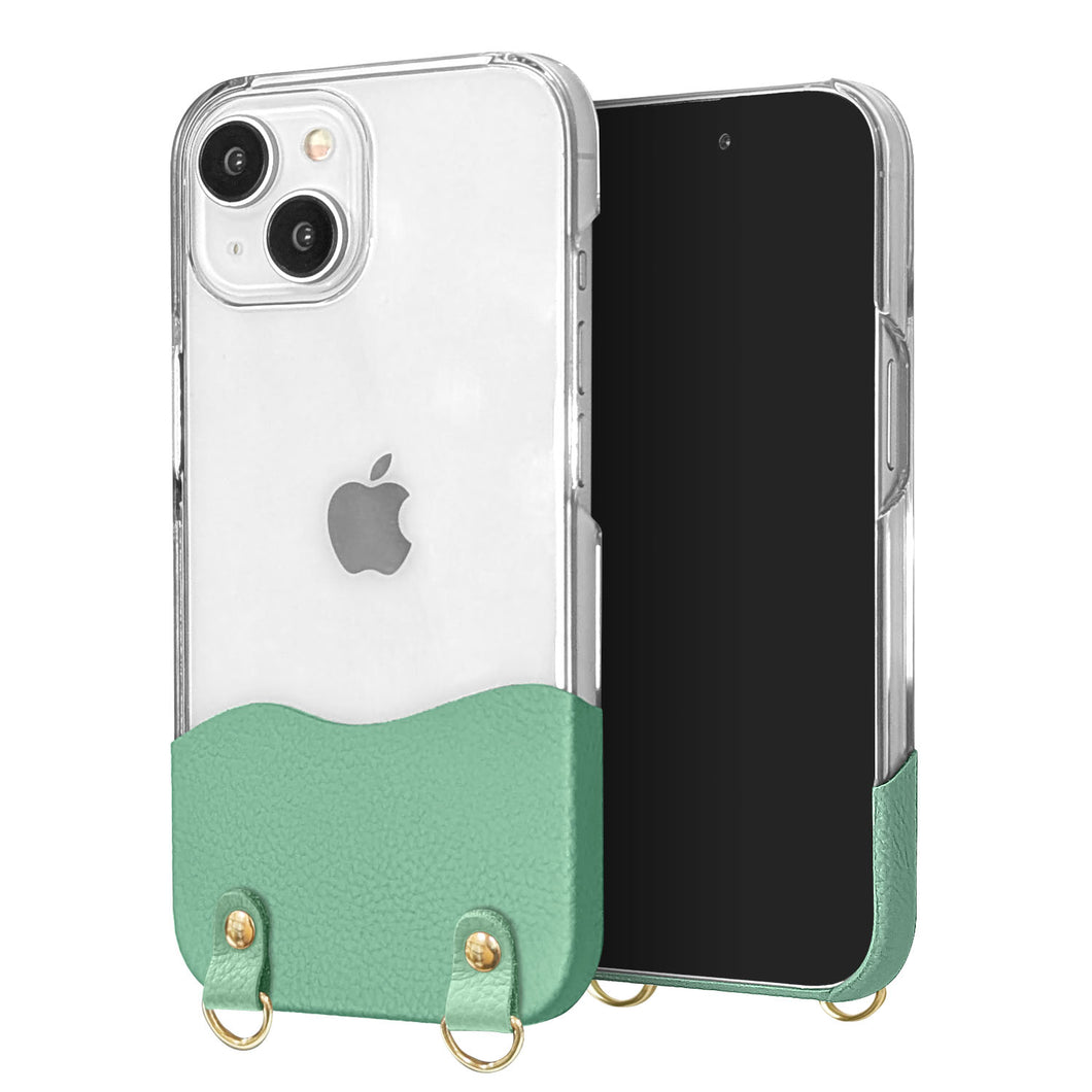 iPhone12 Pro ちょいまる シュリンク姫路レザー 透明クリアケース スマホショルダー