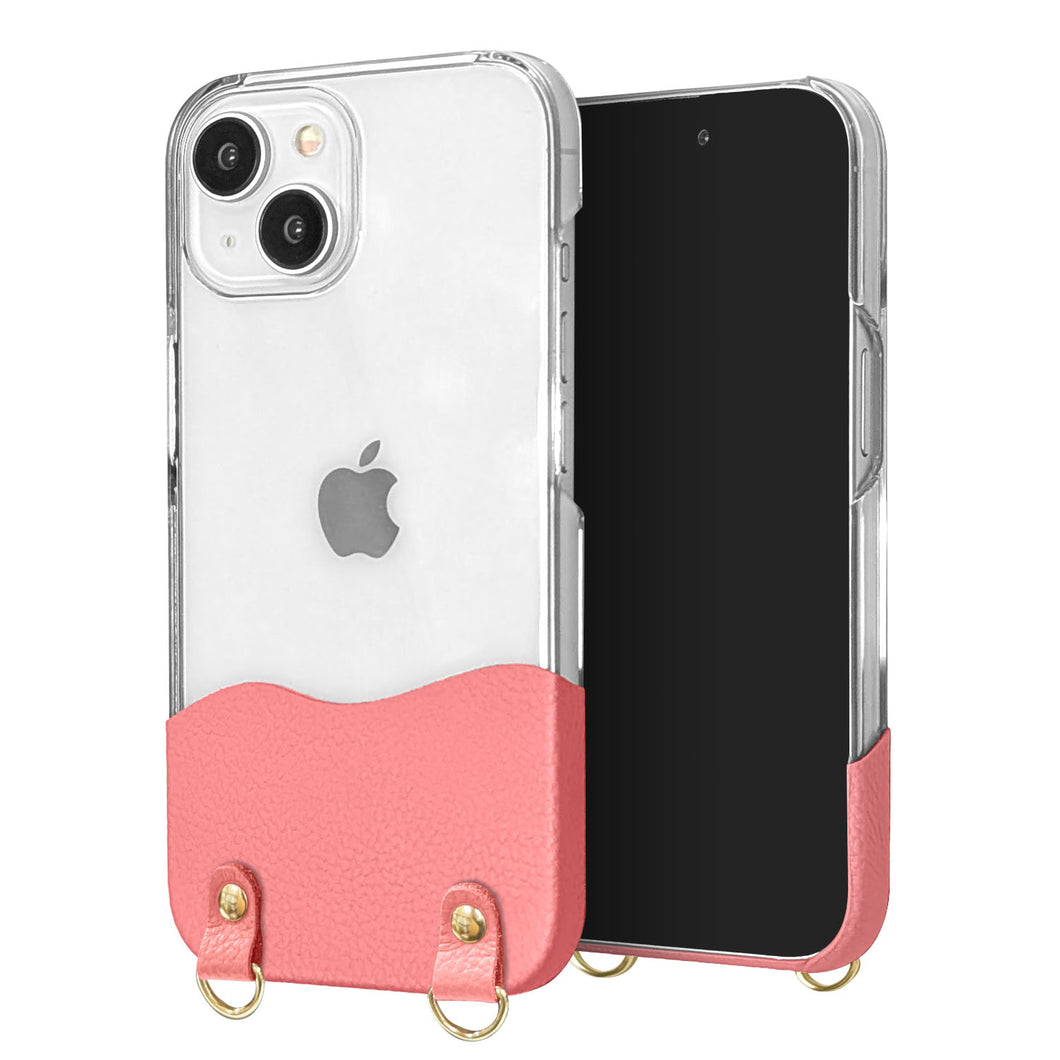 iPhone12 mini ちょいまる シュリンク姫路レザー 透明クリアケース スマホショルダー