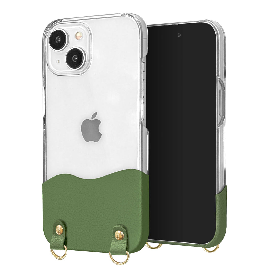 かんたんスマホ2 A001KC Y!mobile ちょいまる シュリンク姫路レザー 透明クリアケース スマホショルダー