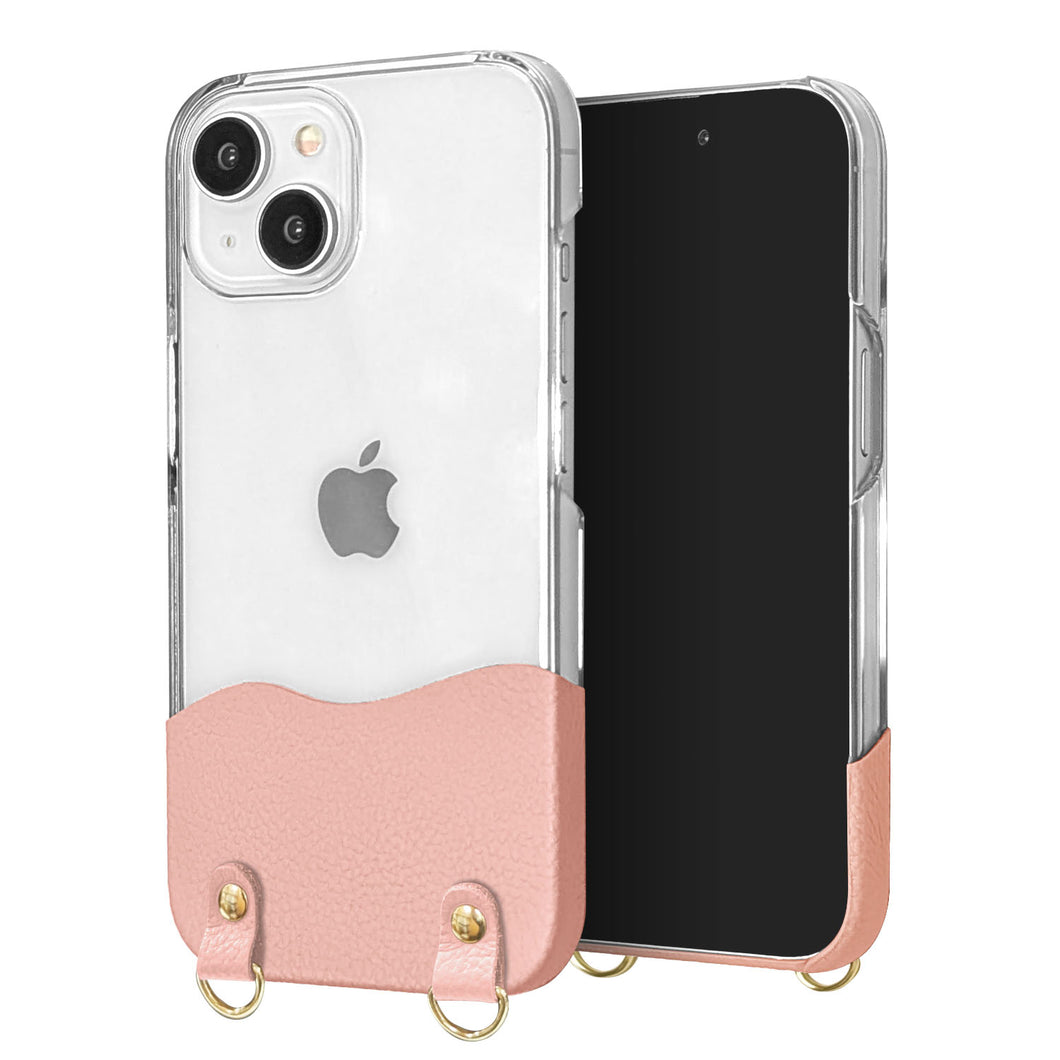 iPhone6 PLUS ちょいまる シュリンク姫路レザー 透明クリアケース スマホショルダー