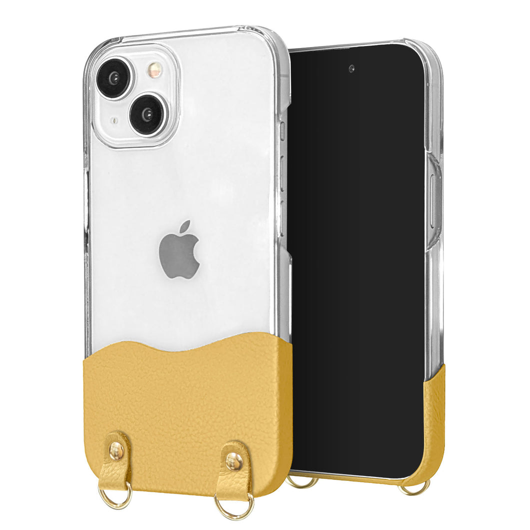 iPhone17 ちょいまる シュリンク姫路レザー 透明クリアケース スマホショルダー