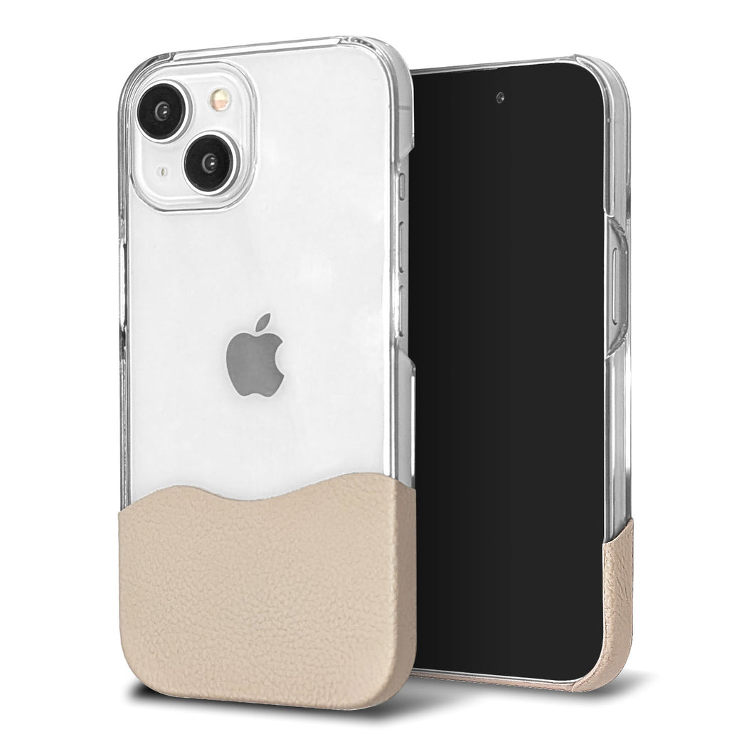 iPhone15 ちょいまる シュリンク姫路レザー 透明クリアケース スマホショルダー