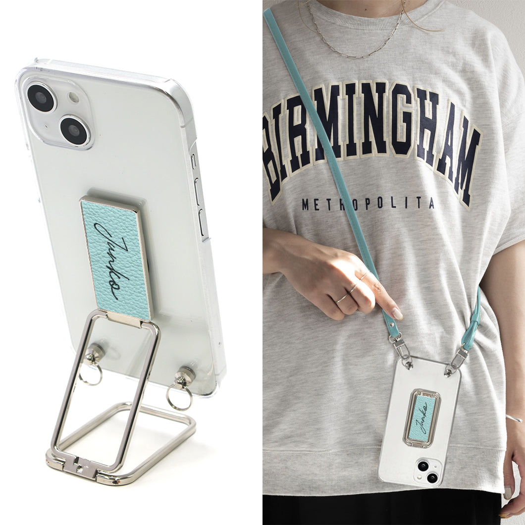 Xperia XZ2 702SO SoftBank スマホスタンドになる名入れ多機能リング&透明クリアケース ストラップ付き