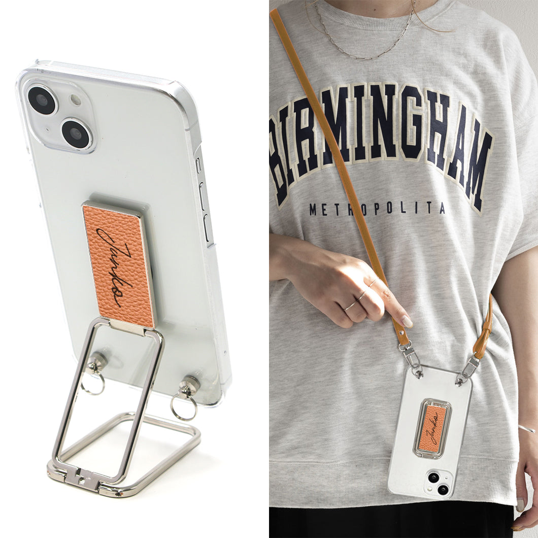 HUAWEI nova lite 2 FIG-LA1 スマホスタンドになる名入れ多機能リング&透明クリアケース ストラップ付き