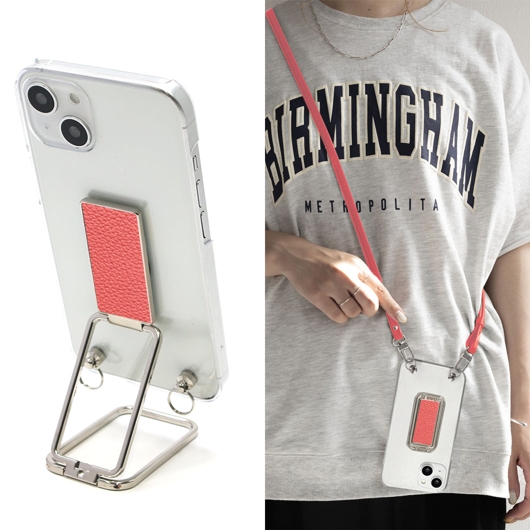 Xperia 10 II SO-41A docomo スマホスタンドになる名入れ多機能リング&透明クリアケース ストラップ付き