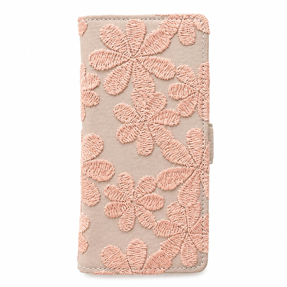 GRATINA KYV48 au ラテフラワー 刺繍 サイドマグネット スマホケース 手帳型