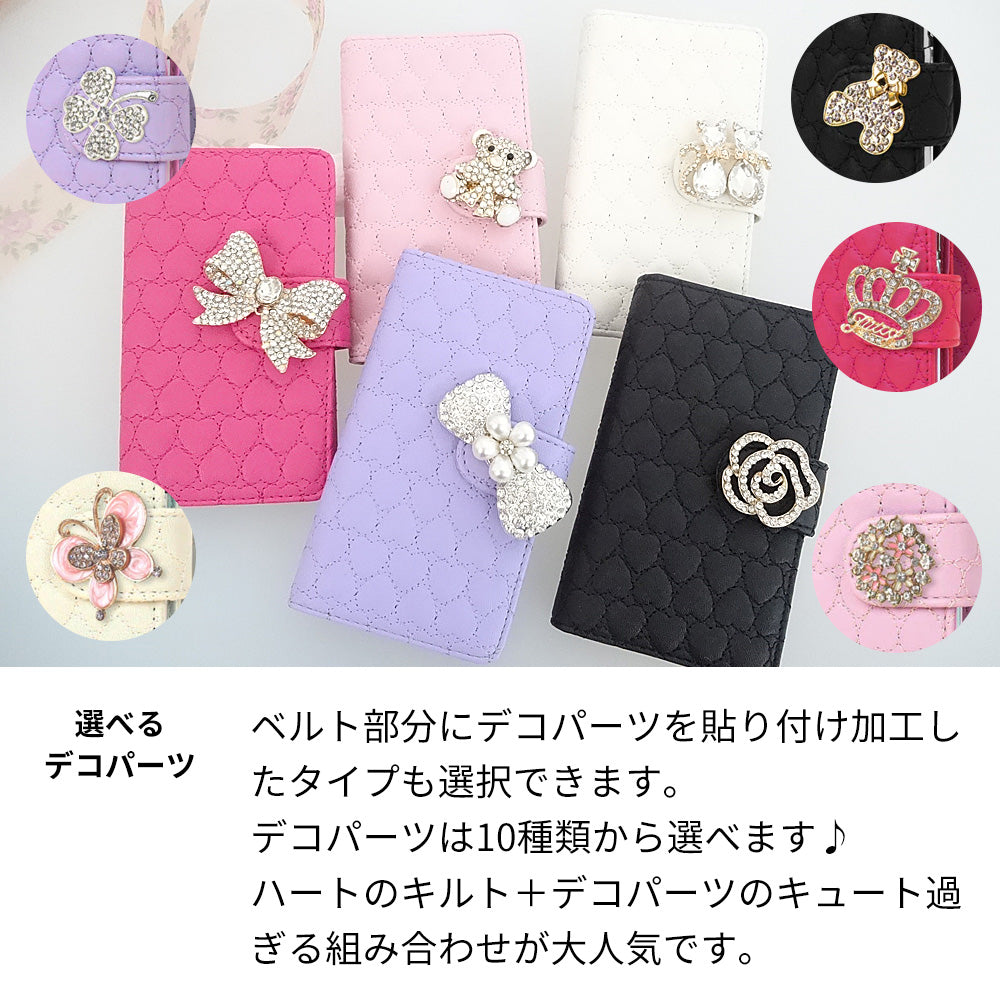 LG style3 L-41A docomo ハートのキルトデコ 手帳型ケース 耐衝撃