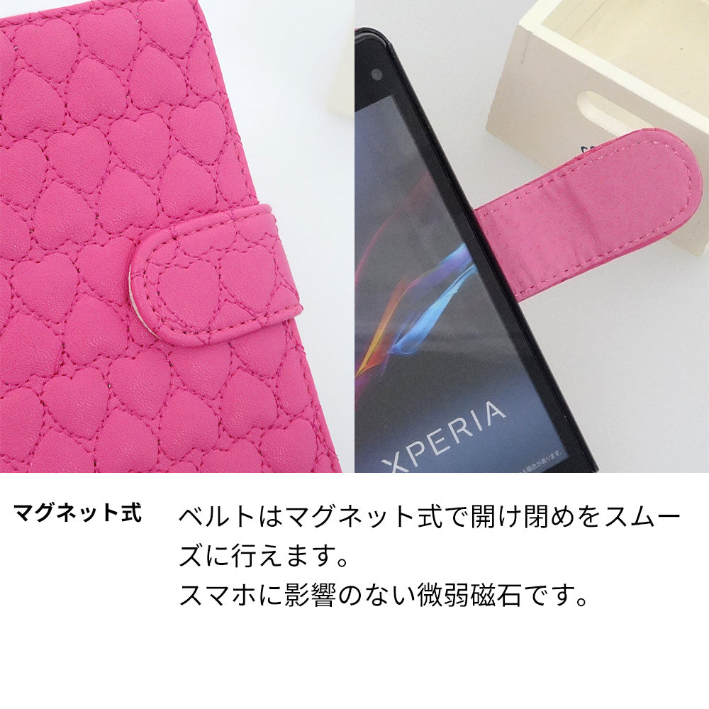 Galaxy S9+ SCV39 au ハートのキルトデコ 手帳型ケース 耐衝撃