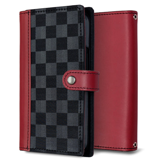 Xperia Ace III SO-53C docomo かくれ市松模様 イタリアンレザー 手帳型ケース 耐衝撃