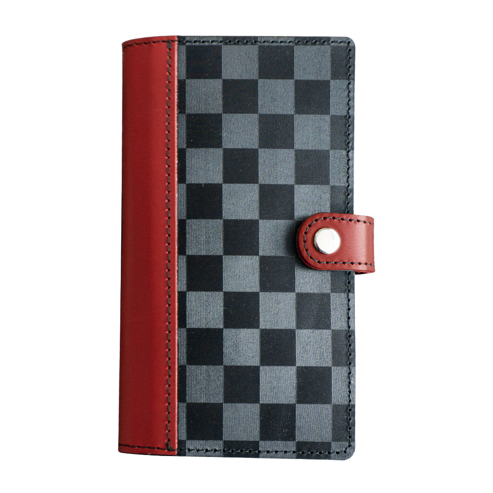 Xperia Ace III A203SO Y!mobile かくれ市松模様 イタリアンレザー 手帳型ケース 耐衝撃