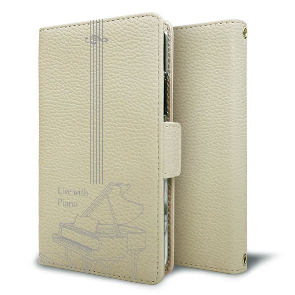 Xperia 5 III SOG05 au 私の楽器 手帳型 ミラー スタンド機能付 耐衝撃