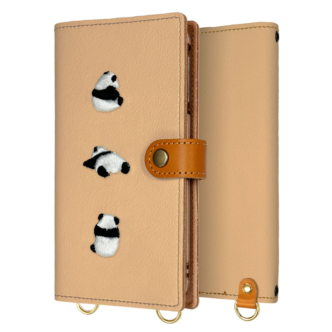OPPO Reno13 A OPG05 UQ mobile 刺繍 パンダ 手帳型ケース 耐衝撃