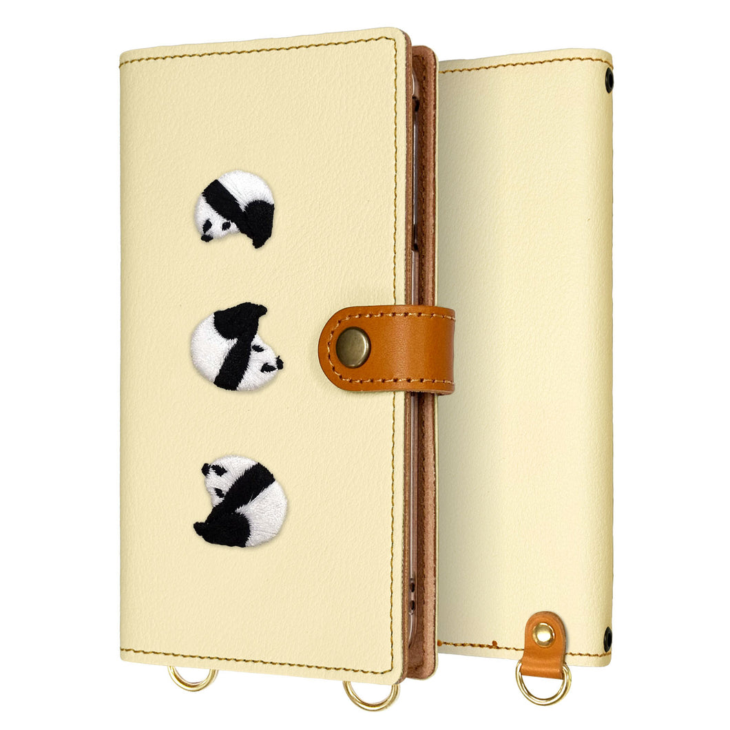 シンプルスマホ5 A001SH SoftBank 刺繍 パンダ 手帳型ケース 耐衝撃