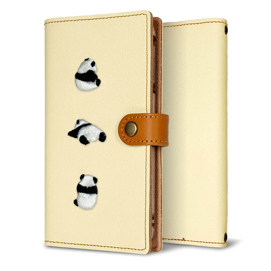 らくらくスマートフォン F-42A docomo 刺繍 パンダ 手帳型ケース 耐衝撃