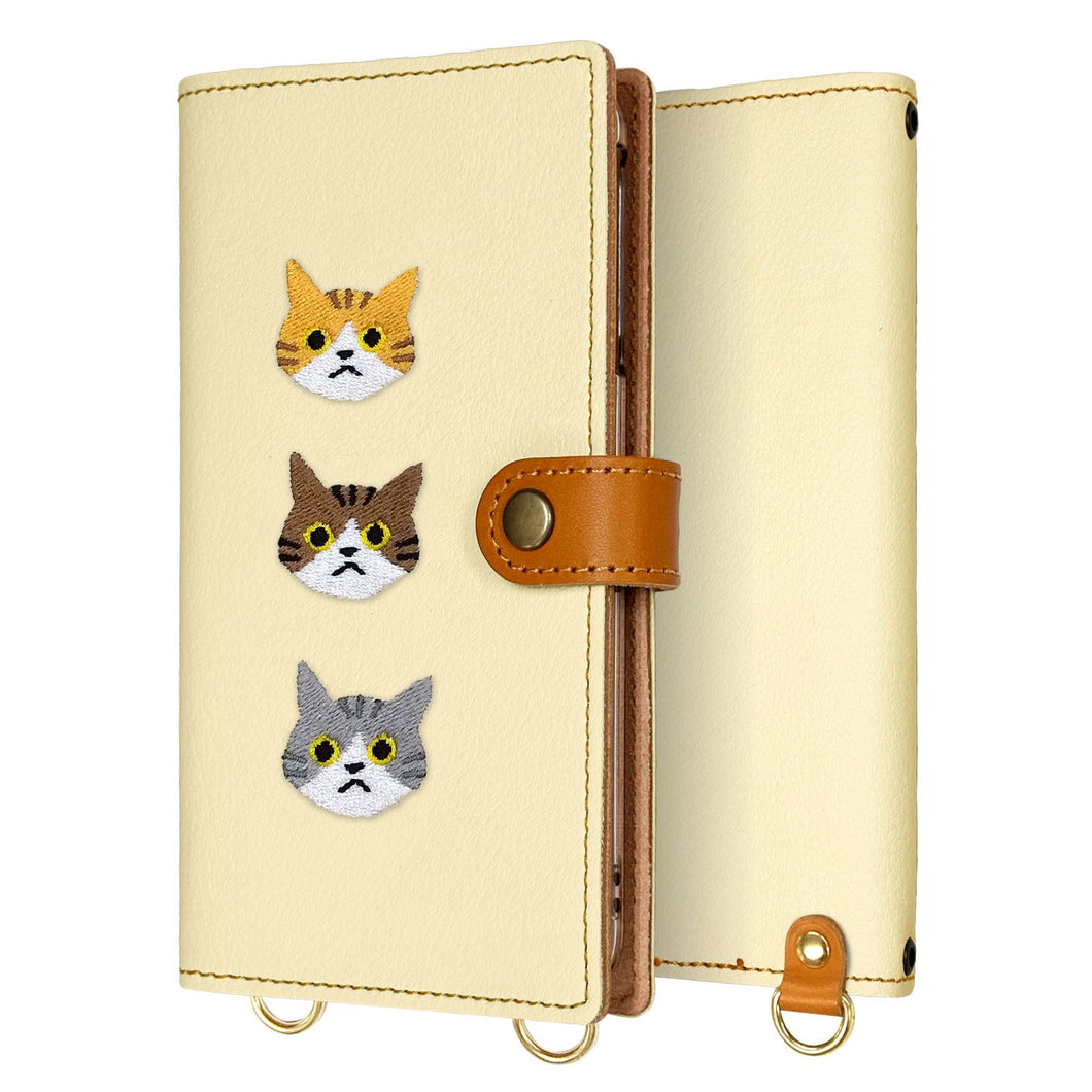 Galaxy A25 5G SM-A253Z SoftBank 刺繍 3匹の猫 手帳型ケース 耐衝撃