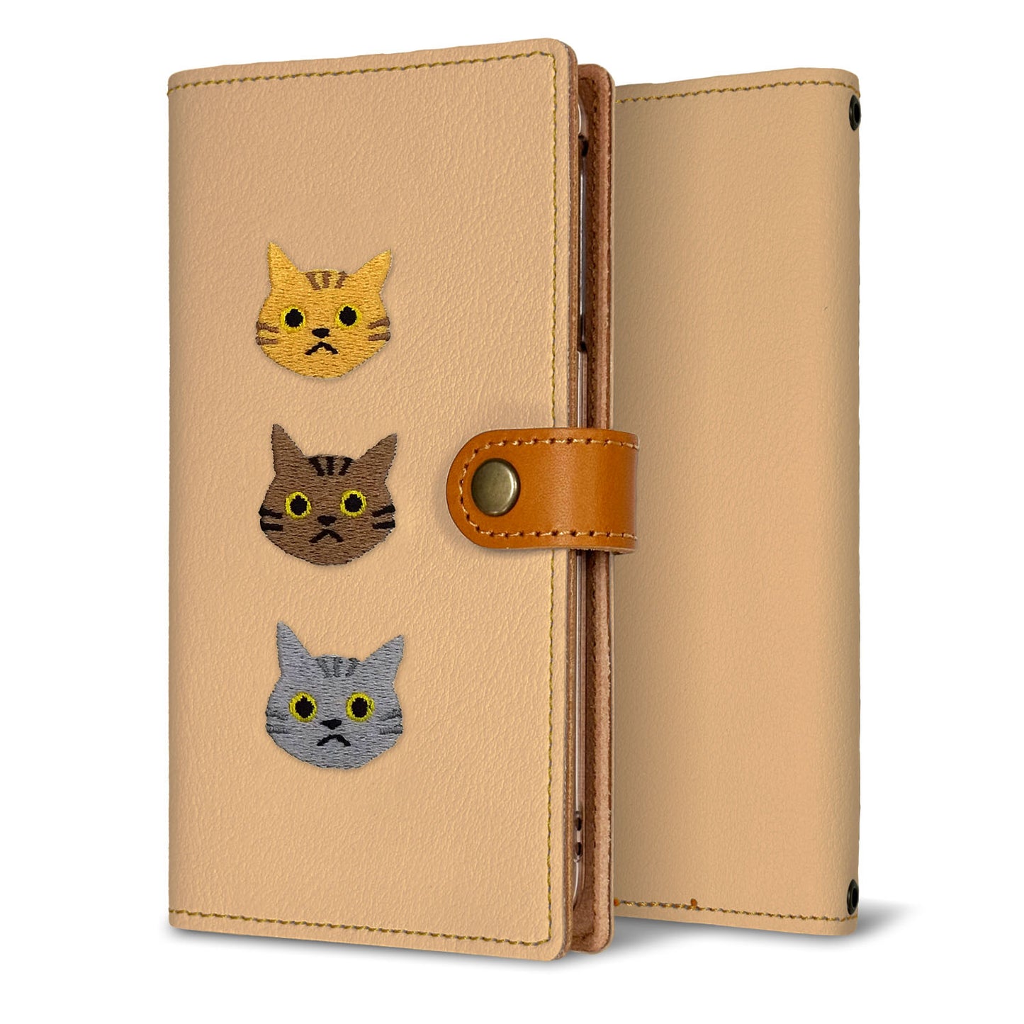 Xperia 1 III SO-51B docomo 刺繍 3匹の猫 手帳型ケース 耐衝撃