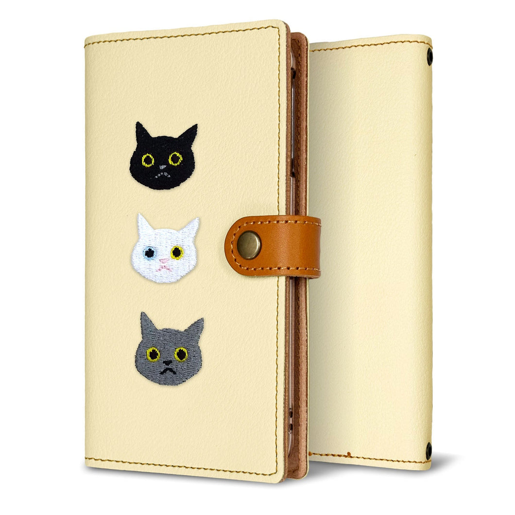 Galaxy A25 5G SM-A253Z SoftBank 刺繍 3匹の猫 手帳型ケース 耐衝撃